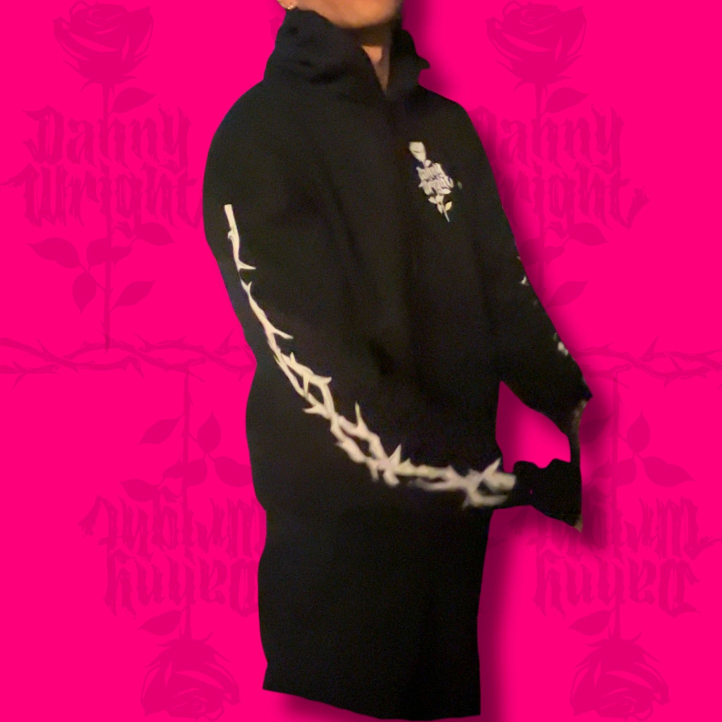 Rose Logo Tee – Front, Back + Thorn Sleeve Print